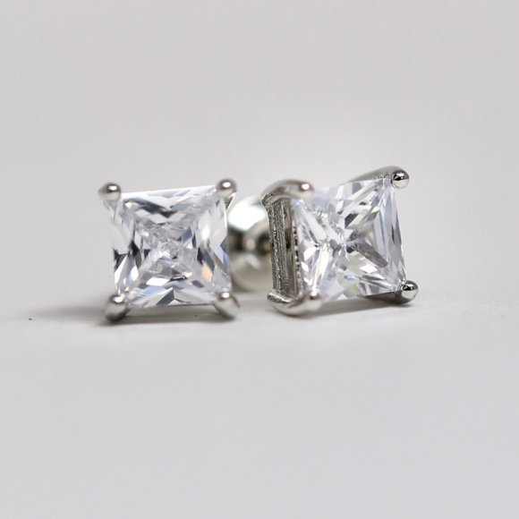 18k Gold Dipped White Topaz Princess Cut - Picture 5 of 9